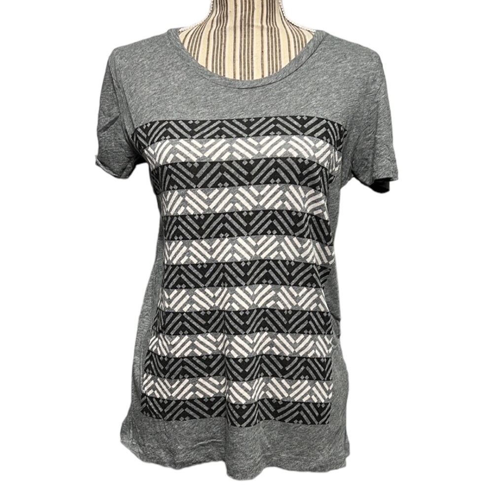 JCrew short sleeve shirt medium zigzag pattern design cotton modal blend
